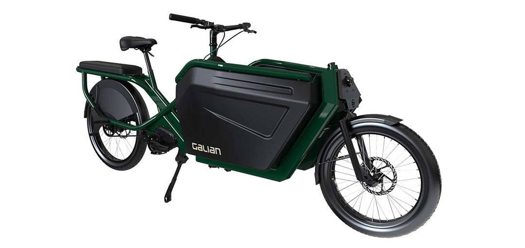 Vue en perspective du vélo cargo électrique de Galian : Le Formidable